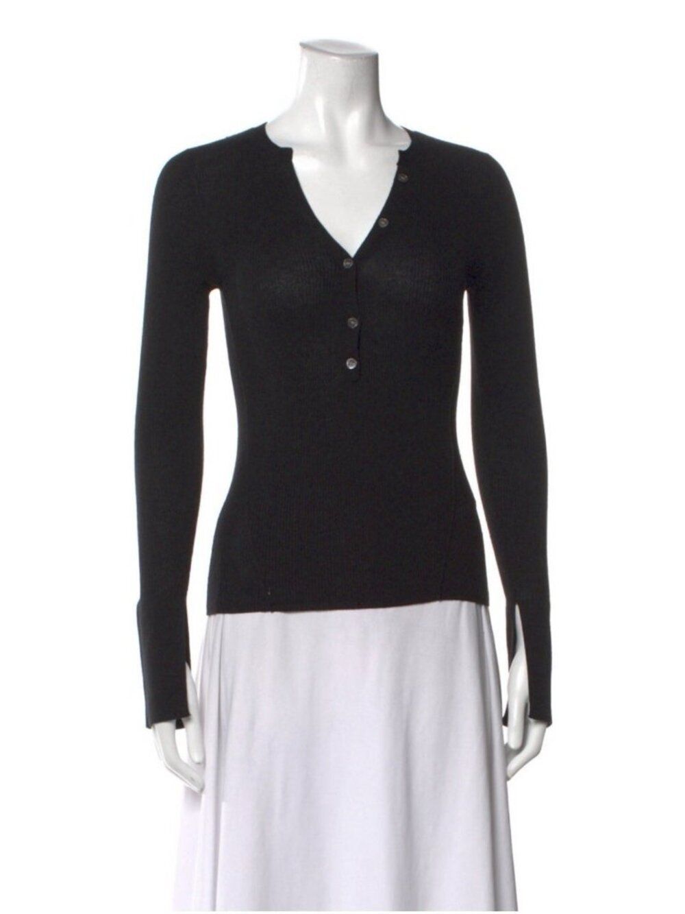 Frame Authentic Solid Black Wool Silk Nylon Long Sleeve Sweater Small